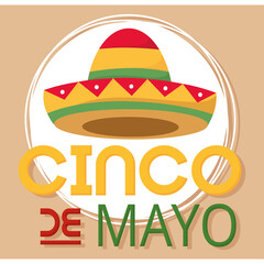 Cinco de mayo poster with a traditional mexican hat Vector