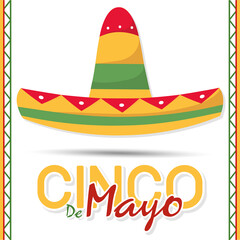 Cinco de mayo poster with a traditional mexican hat Vector