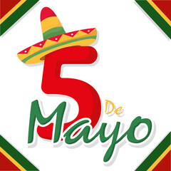 Cinco de mayo poster with a traditional mexican hat Vector