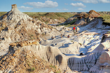 Dinosaur Provincial Park in Alberta, Canada, a UNESCO World Heritage Site noted for its striking...