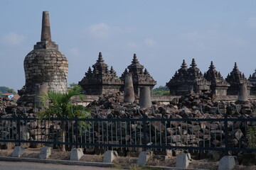 Klaten, Indonesia, May 21, 2021. One of the tourist attractions in Central Java, buildings and ruins at the historic site of Plaosan Temple 