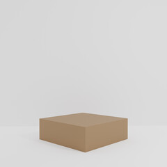 brown Product Stand in white room ,Studio Scene For Product ,minimal design,3D rendering