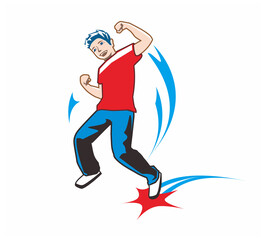 Fototapeta premium vector illustration of a dancing young man