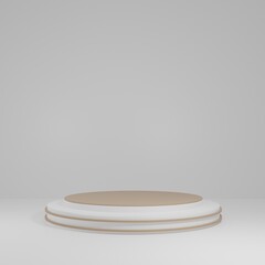 brown Product Stand in white room ,Studio Scene For Product ,minimal design,3D rendering