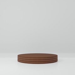 brown Product Stand in white room ,Studio Scene For Product ,minimal design,3D rendering