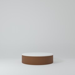 brown Product Stand in white room ,Studio Scene For Product ,minimal design,3D rendering