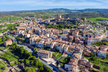 Fototapeta na wymiar Panoramic view of Benabarre, a Spanish town and municipality of La Ribagorza, in the province of Huesca