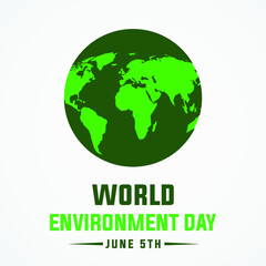 world environment day modern creative banner, sign, design concept, social media template  with green text and globe icon  on a light  background 