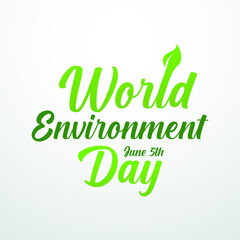 world environment day June 5th  modern creative banner, sign, design concept, social media template  with green text on a light abstract background