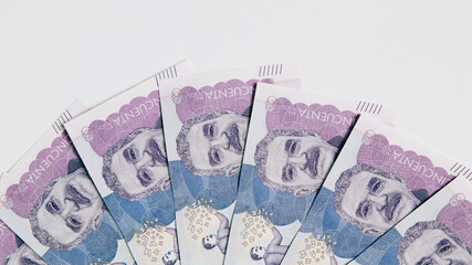 colombian money, fifty thousand pesos on white background