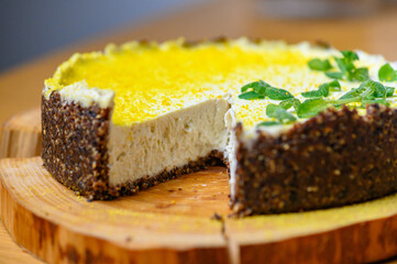Vegan nut cake. Lime and Chocolate Cashew Tart