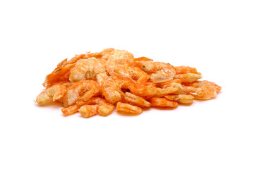 Dried shrimp isolated on white background