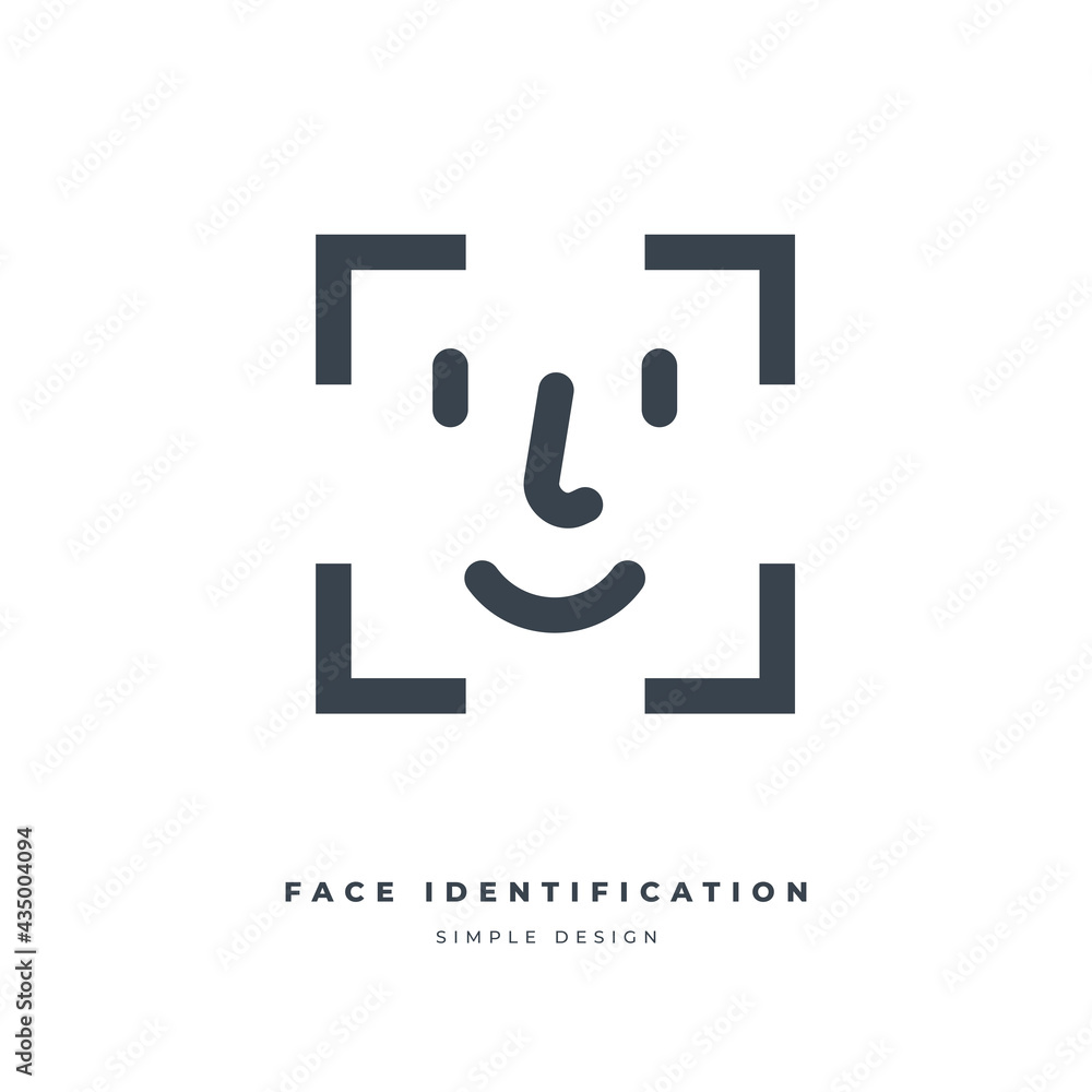 Poster face identification thin line icon. face id icon. facial recognition system sign. facial detection s