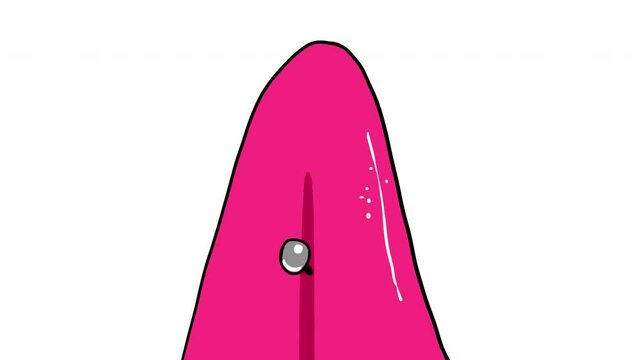 2D animation of the tongue with piercings. Stock video element with french kiss. Playful language with alpha channel.