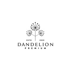 Dandelion Hipster Vintage Logo Vector Icon Illustration