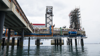 Fototapeta premium Container terminal in Casablanca sea port, Morocco 