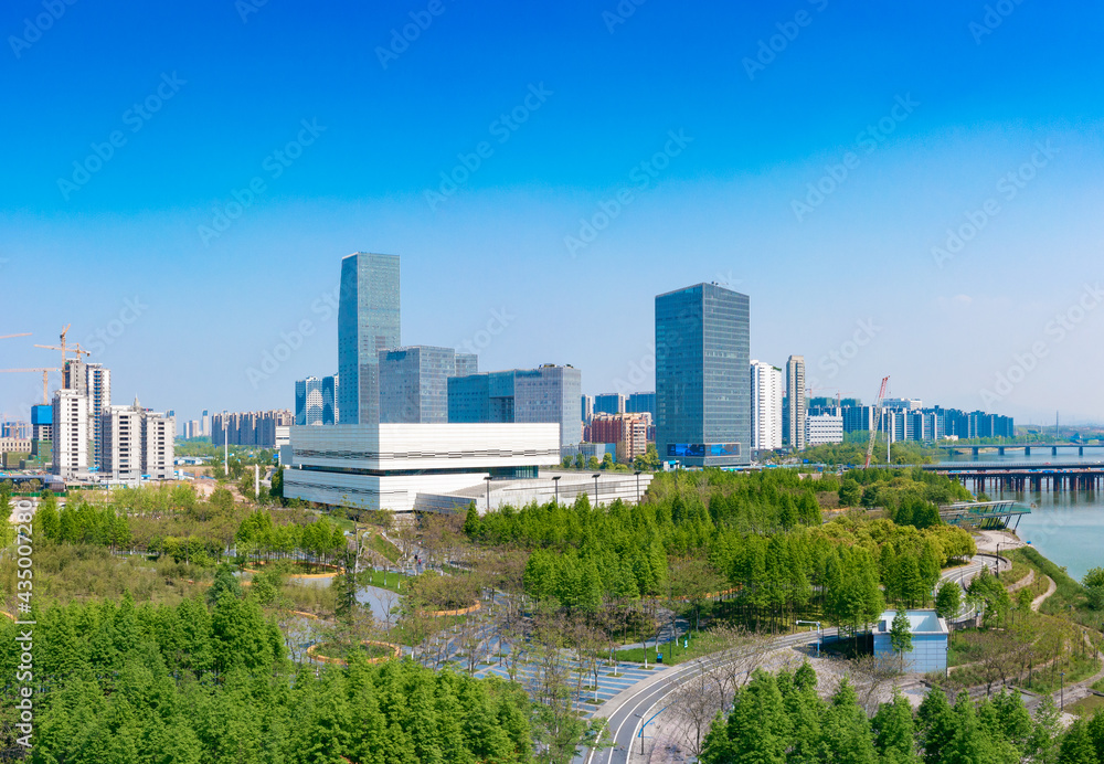 Wall mural cbd cityscape of jinhua city, zhejiang province, china