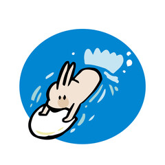 ビート板で泳ぐうさぎ