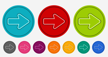 Colorful arrow in circle button icon isolated vector design