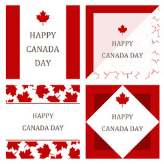 カナダデー 正方形　カードセット/ Happy Canada Day Square Card Set - Vector Image 