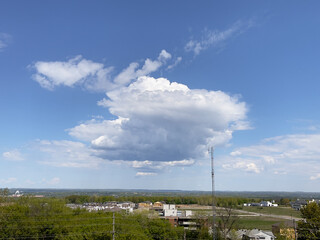 Big white clouds on a spring day