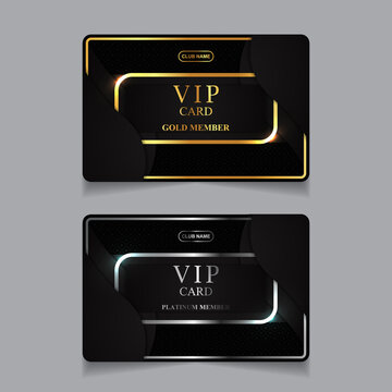 Vector VIP golden and platinum card. Black geometric pattern background with premium design. Luxury and elegant graphic template layout for vip member
