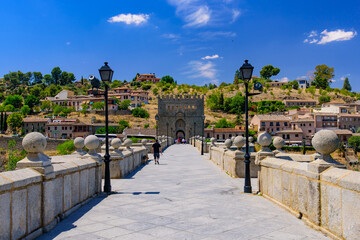 St Martin's Bridge, a medieval bridge across the river Tagus in Toledo, Spain