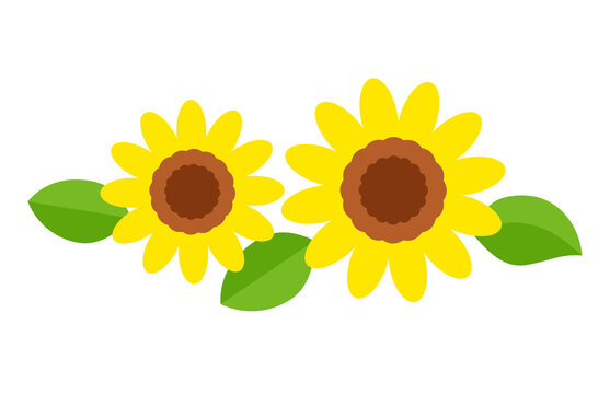 yellow sunflowers with green leaves clip art preview