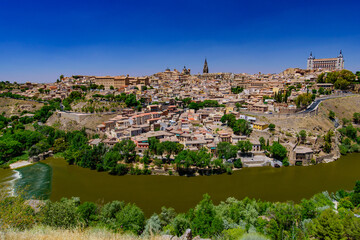 Tagus River and Toledo, a World Heritage Site city in Spain