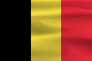 Flag of the Kingdom of Belgium with a wrinkle of the weight of the beautiful fabric.