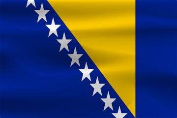 Bosnia and Herzegovina flag wrinkled with beautiful weight of fabric.