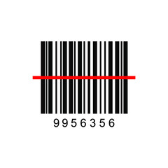 barcode vector image with red line cut in the middle