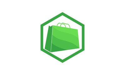 Shop bag and polygon logo