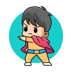 Cute boy superhero cartoon illustration