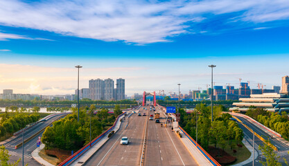 Fototapeta na wymiar Shuanglong Bridge, Jinhua City, Zhejiang Province, China