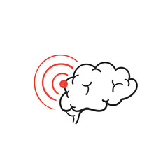 hand drawn doodle brain sick illustration vector isolated