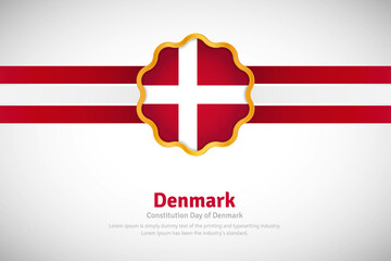 Artistic happy constitution day of Denmark with country flag in golden circular shape greeting background