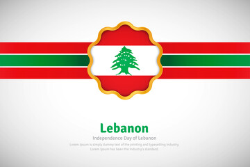 Artistic happy independence day of Lebanon with country flag in golden circular shape greeting background
