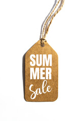 Inscription Summer sale. Inscription big sale on blank tag on white background