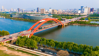 Fototapeta premium Shuanglong Bridge, Jinhua City, Zhejiang Province, China
