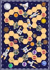 A board game on the space theme. Vector illustration. © caryblade