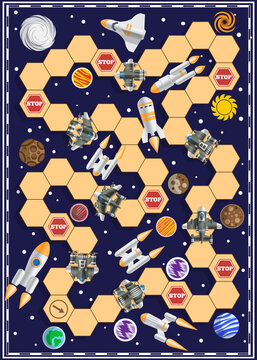 A board game on the space theme. Vector illustration.