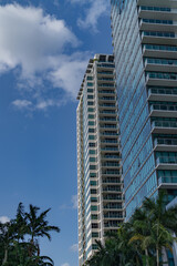 Fototapeta na wymiar office building sky blue clouds miami city florida usa real state 