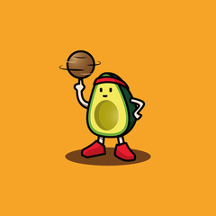 Avocado mascot character vector logo design playing basketball