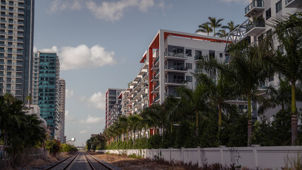 Obraz na płótnie Canvas city skyline apartments real State urban Miami Florida usa sky palms tropical 