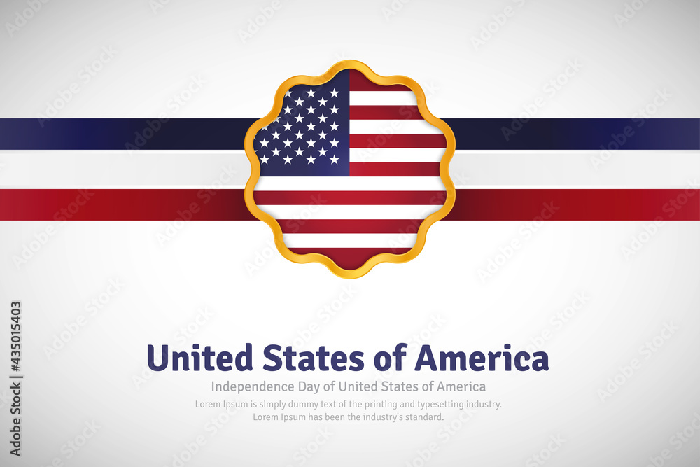 Wall mural artistic happy independence day of united states of america with country flag in golden circular sha