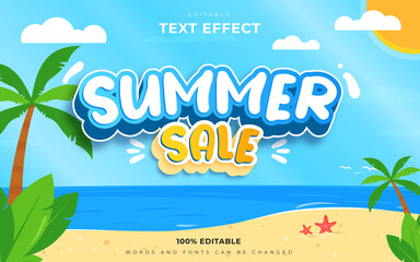 Fototapeta na wymiar Summer sale text effects, editable text style