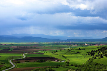 Fototapeta na wymiar landscape with a rural area in Transylvania