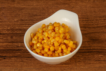 Sweet corn seeds in the bowl
