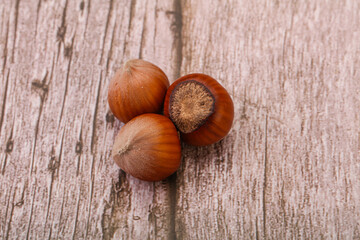Hazelnut heap isolated over background